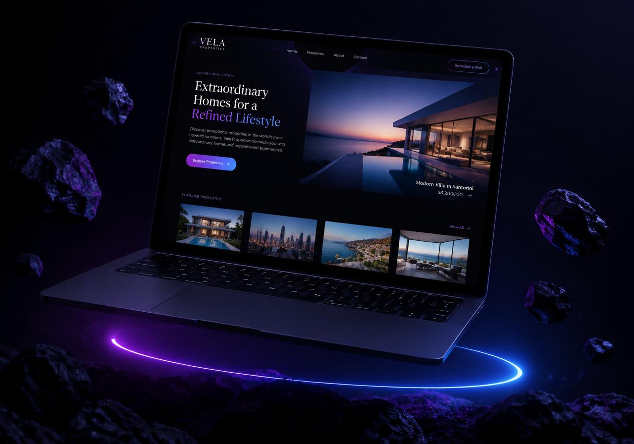 Mockup do projeto Vela Properties