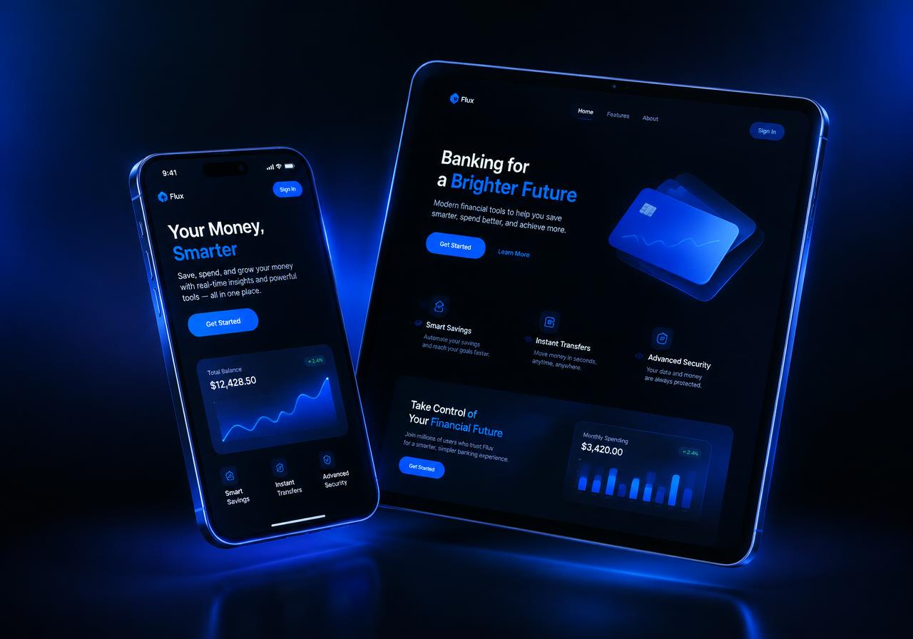 Mockup do projeto Flux Bank