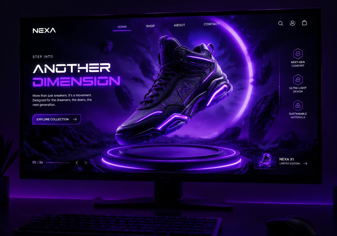 Mockup do projeto Nexa Sneakers